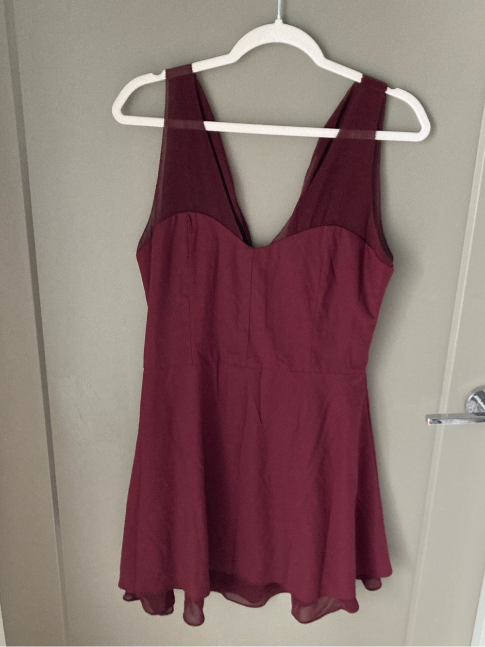 Tobi Burgundy V-Neck Fit & Flare Camisole Dress